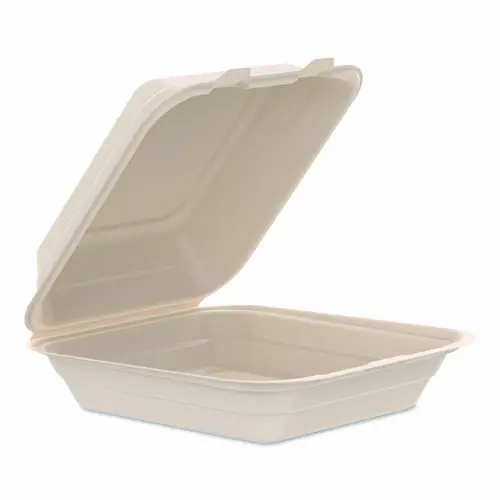Dart® Compostable Molded Fiber Hinged Trays, ProPlanet Seal, Natural, 200/Carton