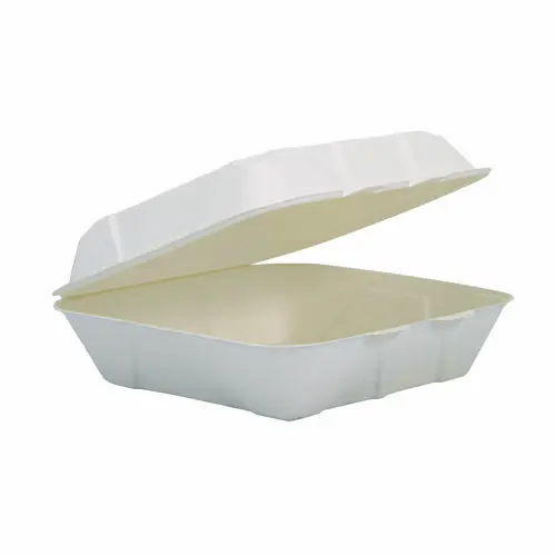 Dart® Compostable Molded Fiber Hinged Trays, ProPlanet Seal, Ivory, 200/Carton