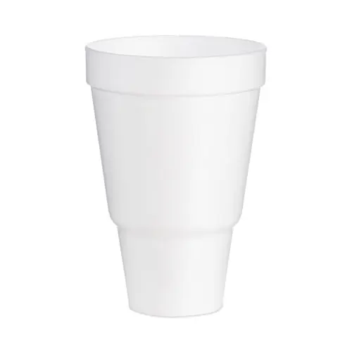 Dart® Foam Drink Cups, Tapered Bottom, 32 oz, White, 25/Bag, 20 Bags/Carton