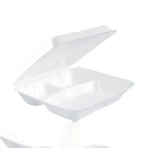 Dart® Foam Hinged Lid Containers, 3 Compartments, 7.5 x 8 x 2.3, White, 200/Carton