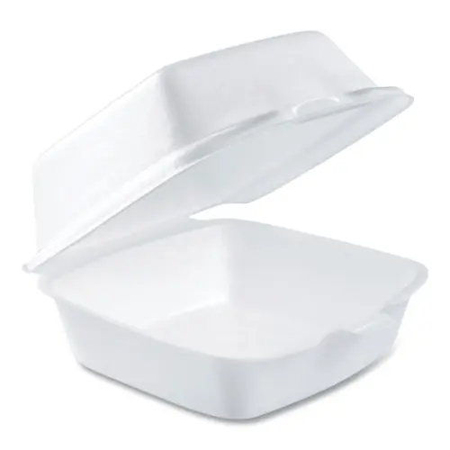 Dart® Foam Hinged Lid Containers, White, 500/Carton