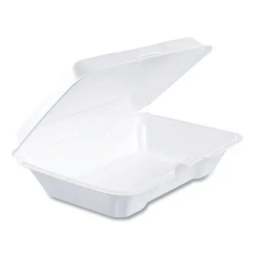 Dart® Foam Hinged Lid Containers, White, 6.4" x 9.3" x 2.6", 200/Carton