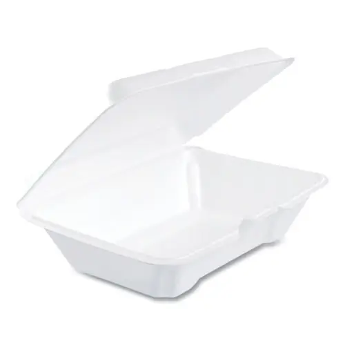 Dart® Foam Hinged Lid Containers, White, 100/Pack, 2 Packs/Carton