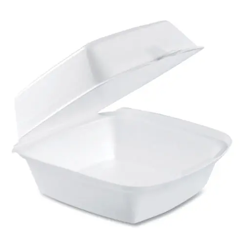 Dart® Foam Hinged Lid Containers, White, 6 x 5.78 x 3, 500/Carton