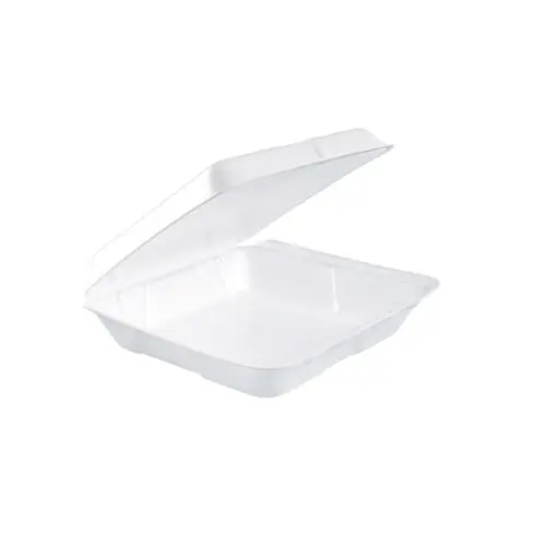 Dart® Foam Hinged Lid Containers, 7.5 x 8 x 2.2, White, 200/Carton