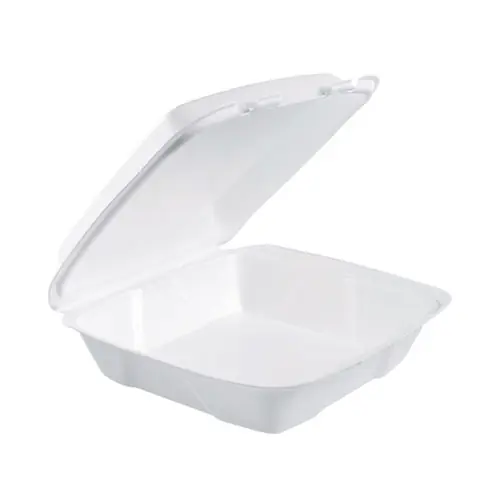Dart® Foam Hinged Lid Containers, White, 9.01" x 9.4" x 3.1", 200/Carton