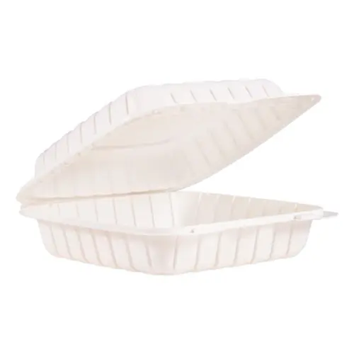 Dart® Hinged Lid Containers, Single Compartment, 9 x 8.8 x 3, White, Plastic, 150/Carton
