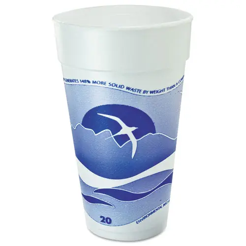 Dart® Horizon Hot/Cold Foam Drinking Cups, 20 oz, White/Blueberry
