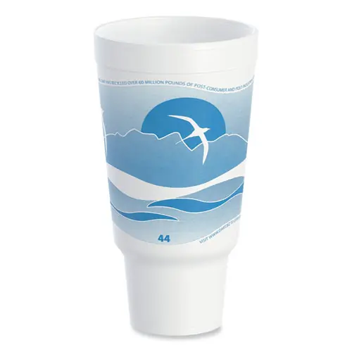 Dart® Horizon Hot/Cold Foam Drinking Cups, 44 oz, White/Ocean Blue