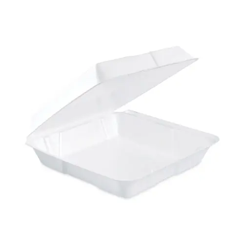 Dart® Insulated Foam Hinged Lid Containers, 9.3 x 9.5 x 3, White