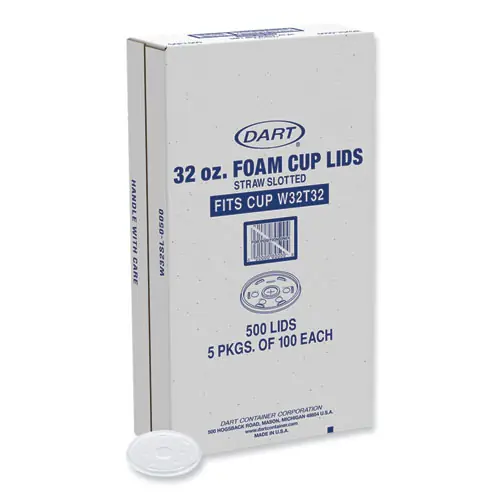 Dart® Lids for Foam Cups and Containers, Fits 32 oz/44 oz Hot Cups, Plastic, Translucent, 500/Carton