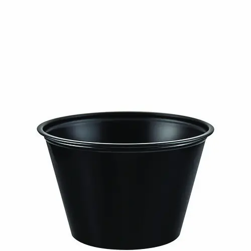 Dart® Polystyrene Portion Cups, 4 oz, Plastic, Black, 250/Bag, 10 Bags/Carton