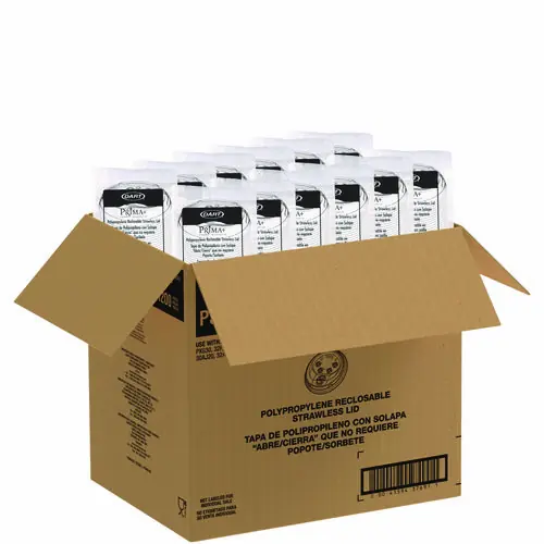 Dart® Prima Strawless Plastic Lids, Fits 30 oz to 32 oz Cold Cups, Clear, 100/Sleeve, 12 Sleeves/Carton