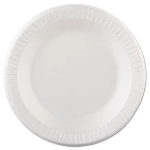 Dart® Quiet Classic Laminated Foam Dinnerware, Plate, 10.25" Diameter, White, 125/Pack, 4 Packs/Carton