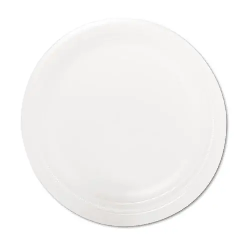 Dart® Quiet Classic Laminated Foam Dinnerware Plate, 9" dia, White, 125/Pack