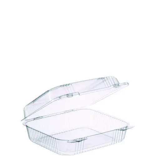 Dart® StayLock Clear Hinged Lid Containers, Clear, Plastic, 7.8" x 8.3" x 3", 125/Bag, 2 Bags/Carton