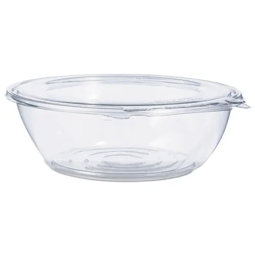 Dart® Tamper-Resistant, Tamper-Evident Food Storage Bowls with Flat Lid, 48 oz, Clear, Plastic, 100/Carton
