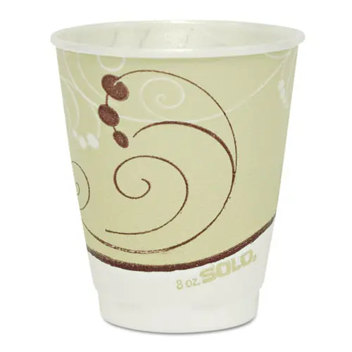Dart® Trophy Plus Dual Temperature Insulated Cups in Symphony Design, 8 oz, Foam, Beige, 1,000/Carton
