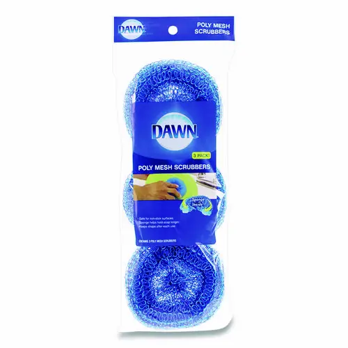 Dawn® Poly Mesh Scrubbers, Blue, 3/Pack