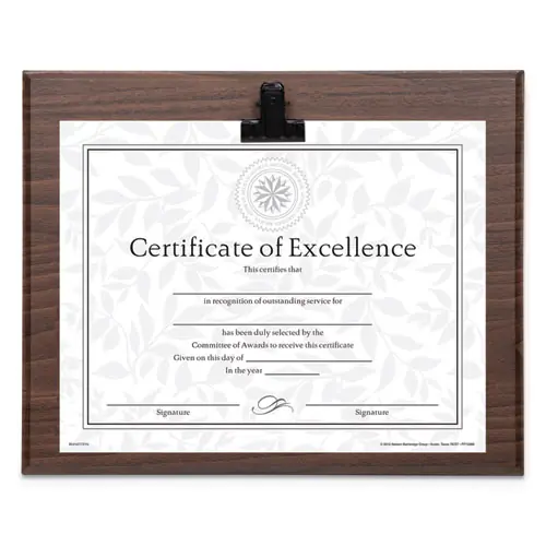 DAX® Plaque With Metal Clip, Wood, Walnut, 8.5 x 11 Insert
