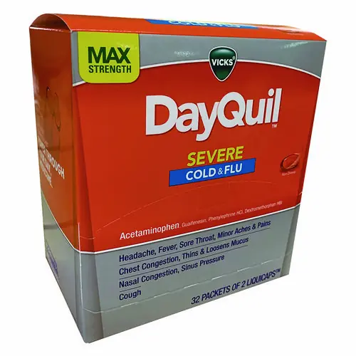 DayQuil® Severe Cold and Flu Relief LiquiCaps, 2 LiquiCaps per Packet, 32 Packets per Box