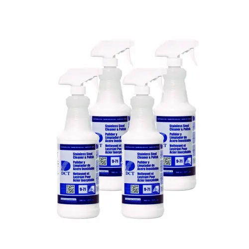 DCT Stainless Steel Cleaner and Polish RLQ, 32 oz Spray Bottle, 4/Carton