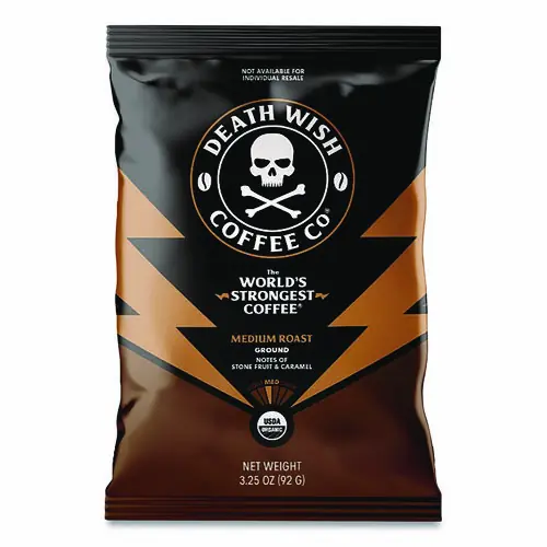 Death Wish Coffee Co. Medium Roast Coffee Frac Pack, Regular, 3.25 oz, 25/Carton