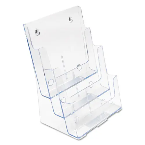 deflecto® 3-Compartment DocuHolder, Magazine Size, 9.5w x 6.25d x 12.63, Clear