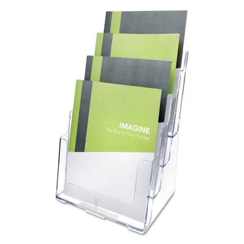 deflecto® 4-Compartment DocuHolder, Magazine Size, Clear