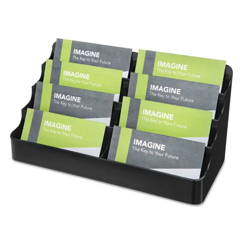 deflecto® 8-Tier Recycled Business Card Holder, Plastic, Black