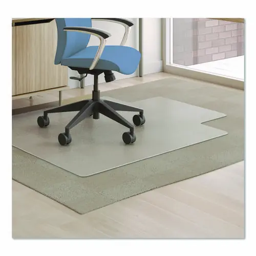 deflecto® Antimicrobial Chair Mat for Medium Pile Carpet, 48" x 36", Lipped, Clear