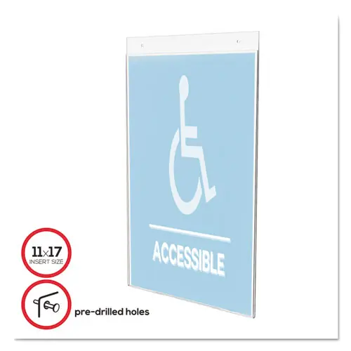 deflecto® Classic Image Single-Sided Wall Sign Holder, Plastic, 11 x 17 Insert, Clear