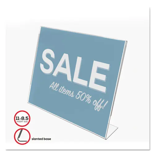 deflecto® Classic Image Slanted Sign Holder, Landscape, Clear, 11 x 8.5 Insert