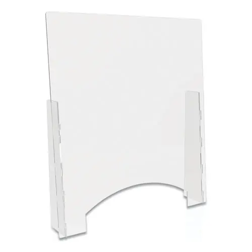 deflecto® Counter Top Barrier with Pass Thru, 31.75" x 6" x 36", Polycarbonate, Clear, 2/Carton