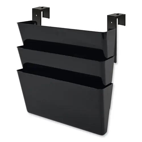 deflecto® DocuPocket Stackable Three-Pocket Partition Wall File, Letter Size, Black