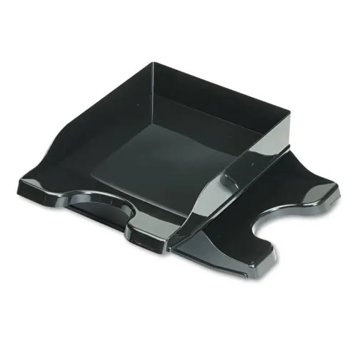 deflecto® Docutray Multi-Directional Stacking Tray Set, 2 Sections, Black, 2/Pack