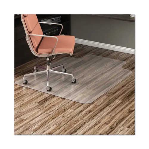 deflecto® EconoMat All Day Use Chair Mat for Hard Floors, Wide Lipped, Clear, 45" x 53"
