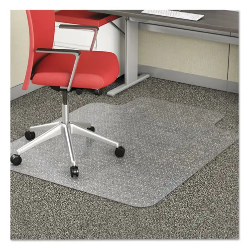 deflecto® EconoMat Occasional Use Chair Mat, Low Pile Carpet, 36" x 48", Lipped, Clear