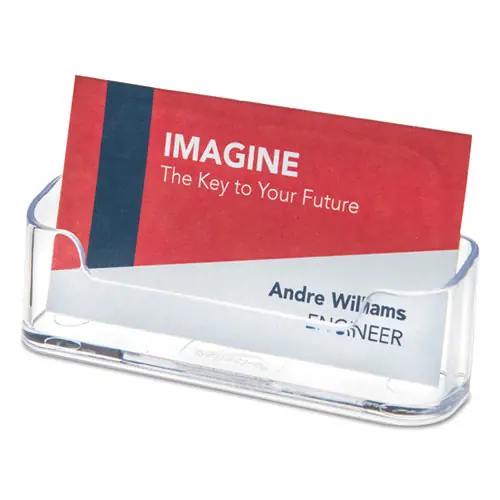 deflecto® Horizontal Business Card Holder, Plastic, Clear