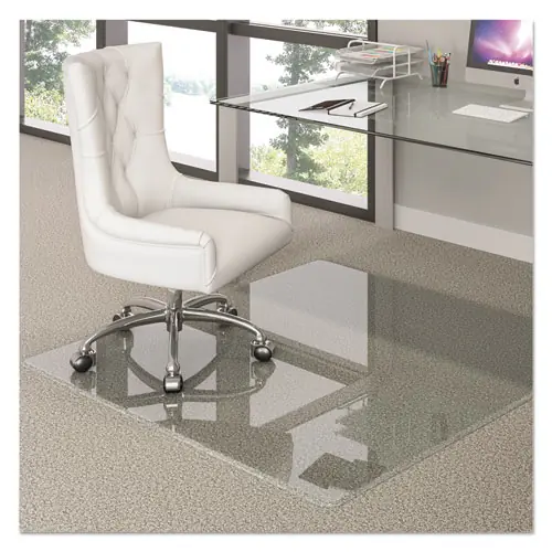 deflecto® Premium Glass All Day Use Chair Mat, 36" x 46", Rectangular, Clear