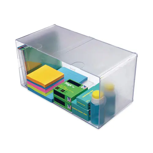 deflecto® Stackable Cube Organizer, Double Cube, Plastic, Clear