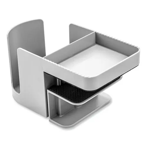 deflecto® Standing Desk Cup Holder Organizer, Gray, Two Sections