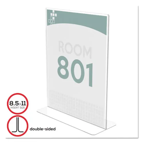 deflecto® Superior Image Double Sided Sign Holder, Clear, 8.5 x 11 Insert