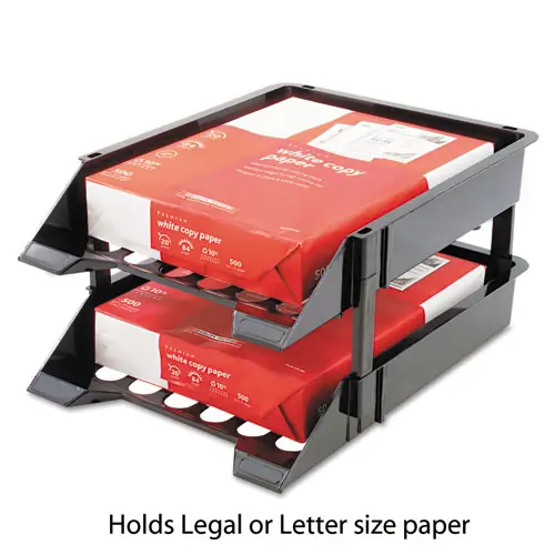 deflecto® SuperTray Countertop Tray Set, 2 Sections, Black, 2/Pack