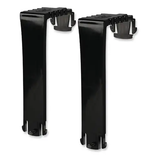deflecto® Two Break-Resistant Plastic Partition Brackets, For 2.63 to 4.13 Inch Wide Partition Walls, Black, 2/Pack