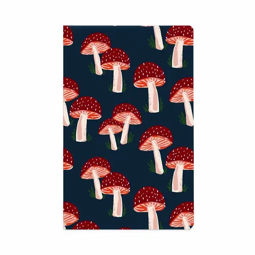 Denik Classic Layflat Softcover Notebook, Mushroom Artwork, Medium/College Rule, Navy Blue/Multicolor Cover, 72 Sheets, 8 x 5 inches