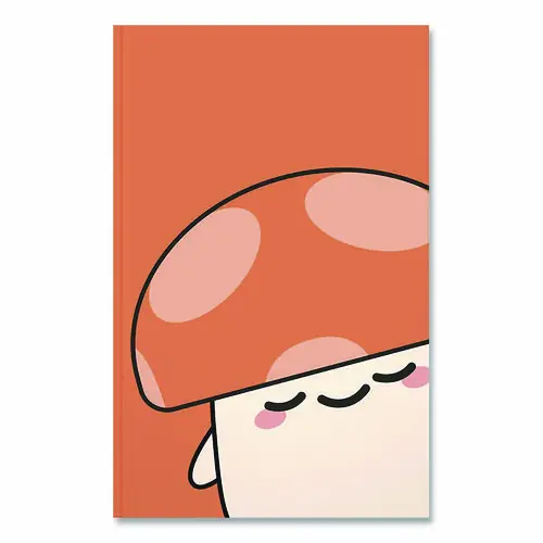 Denik Smoko Kai Mushroom Layflat Notebook, 1-Subject, Medium/College Rule, Orange/White Cover, 72 Sheets, 8" x 5"