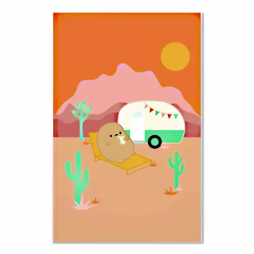 Denik Smoko Tayto Potato Joshua Tree Layflat Notebook, 1-Subject, Medium/College Rule, Tan/Orange/White Cover