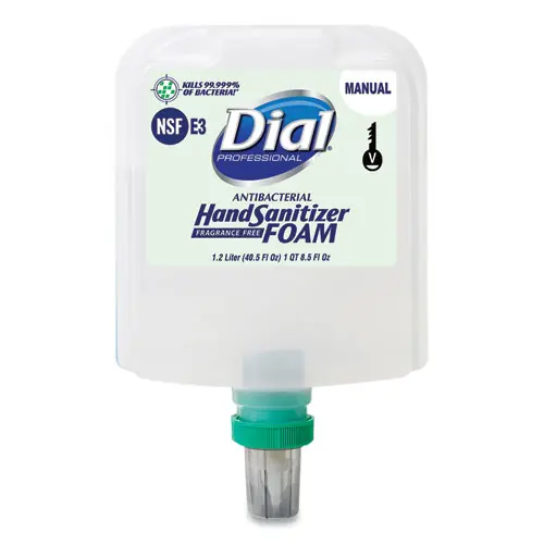 Dial® Professional Antibacterial Foaming Hand Sanitizer Refill, Fragrance-Free, 1.2 L, 3/Carton