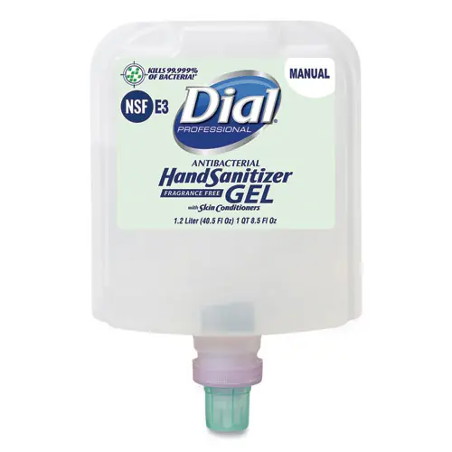 Dial® Professional Antibacterial Gel Hand Sanitizer Refill, 1.2 L, Fragrance-Free, 3/Carton